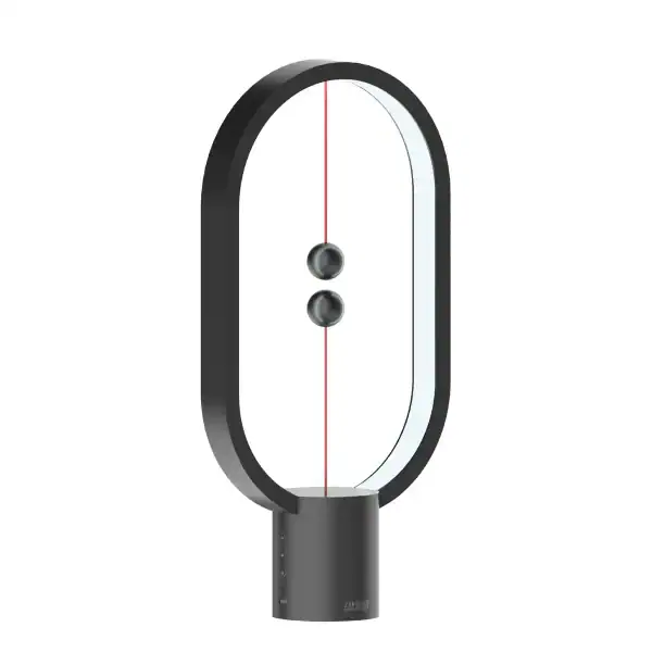Moderner Luftreiniger mit ovaler Form, zwei Knöpfen und schwarzem Sockel, ideal für wissenschaftliche Dekorationen und Gadgets.